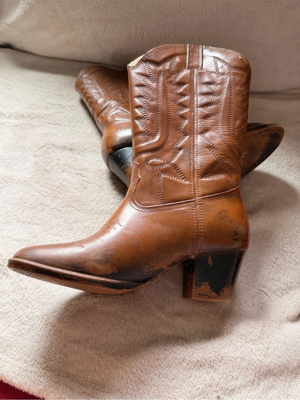Vintage Sears Women's Brown Western Heeled Boots Made in USA